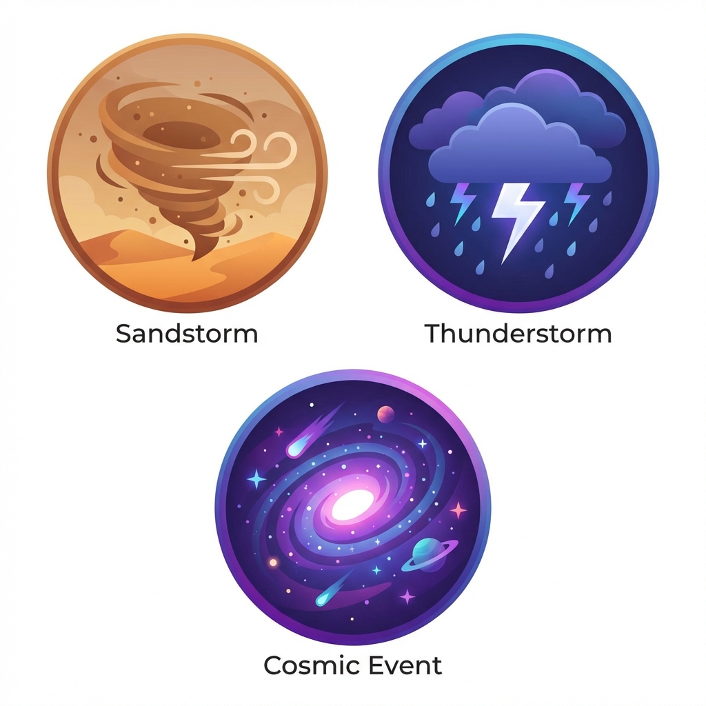 Weather Events - Rain, Sandstorm, Blizzard, Cosmic